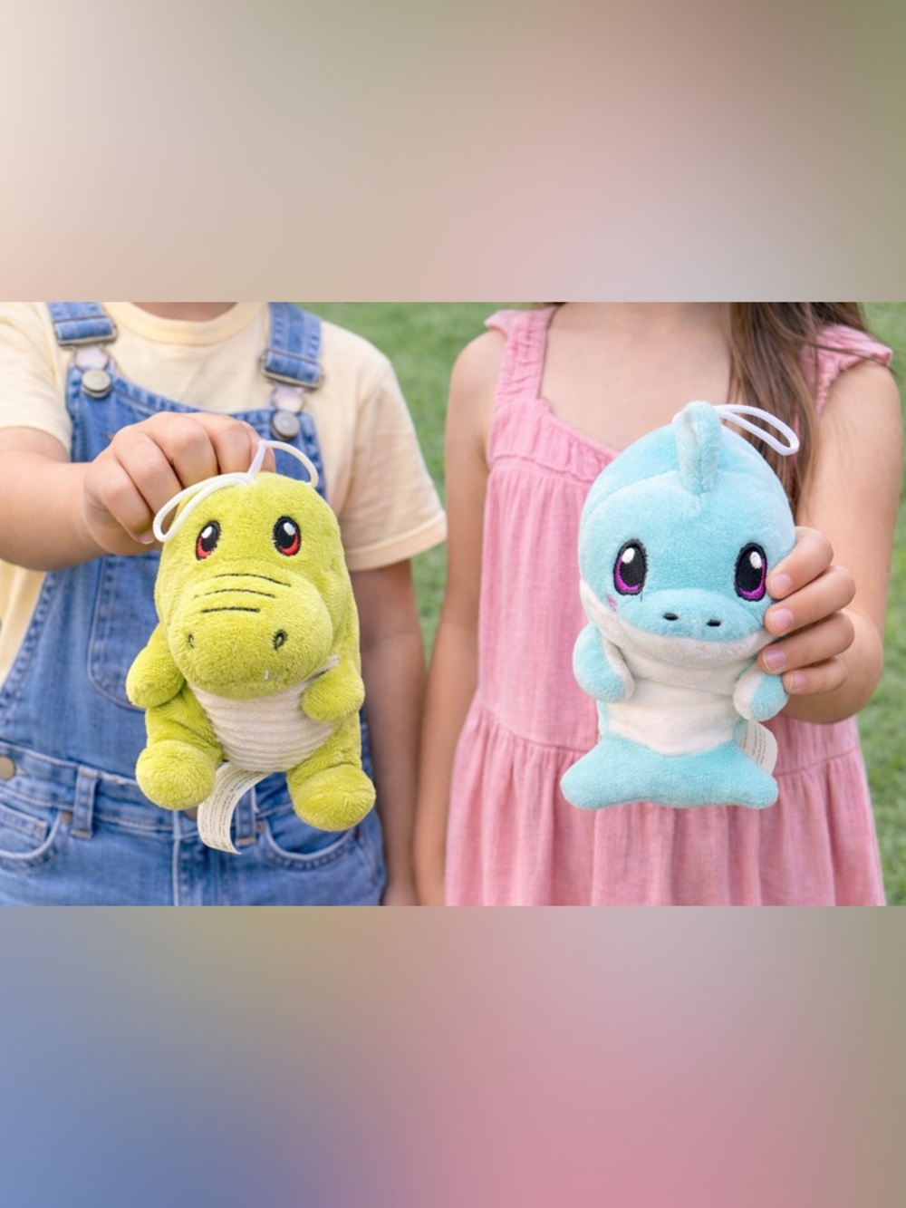 Cute Plush Dolphin & Alligator - Green & Light Blue - Picture 1 of 4